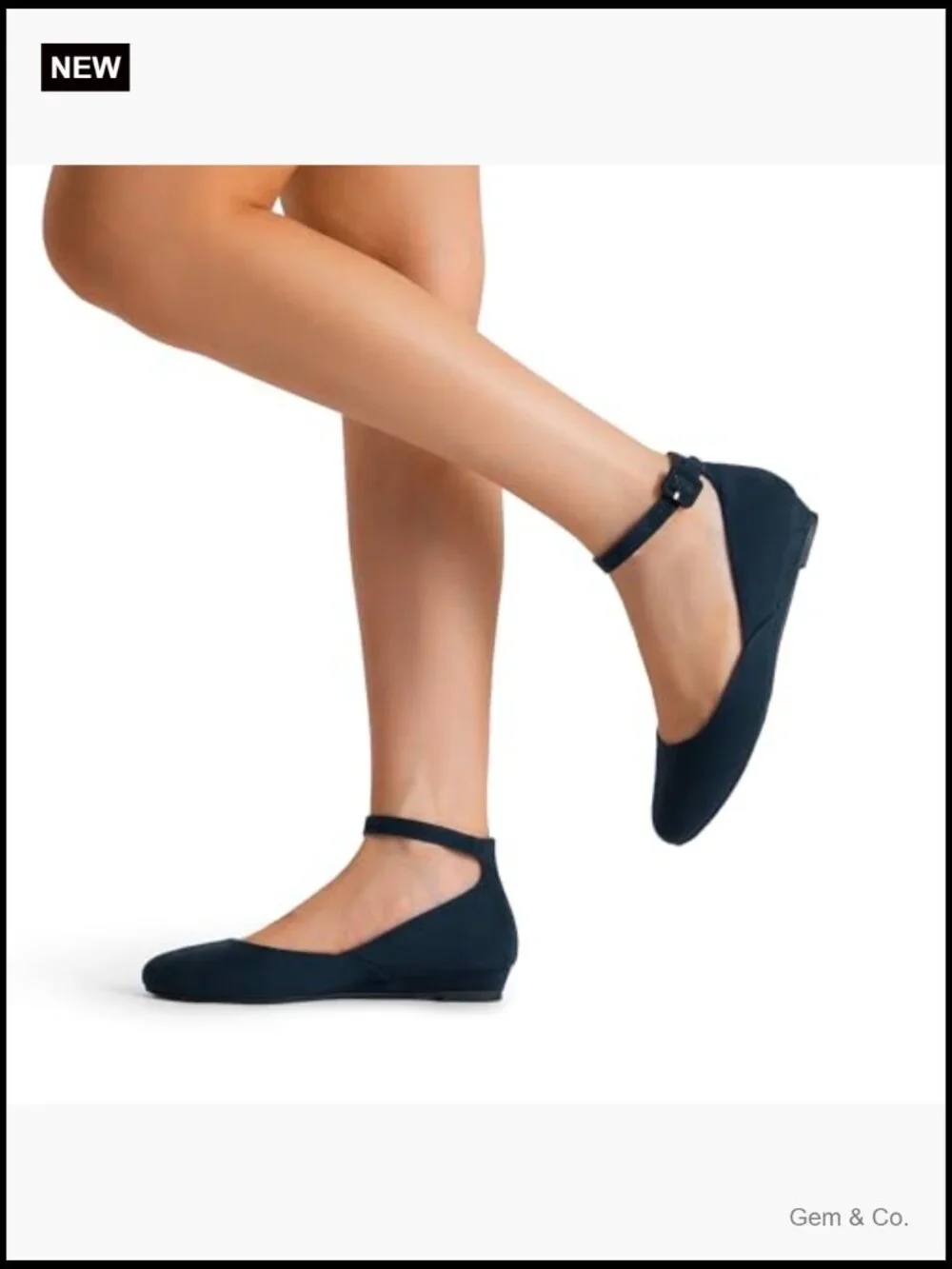 Dress Flats Ballet Low Wedge Round Toe Ankle Strap Comfortable Casual Flats